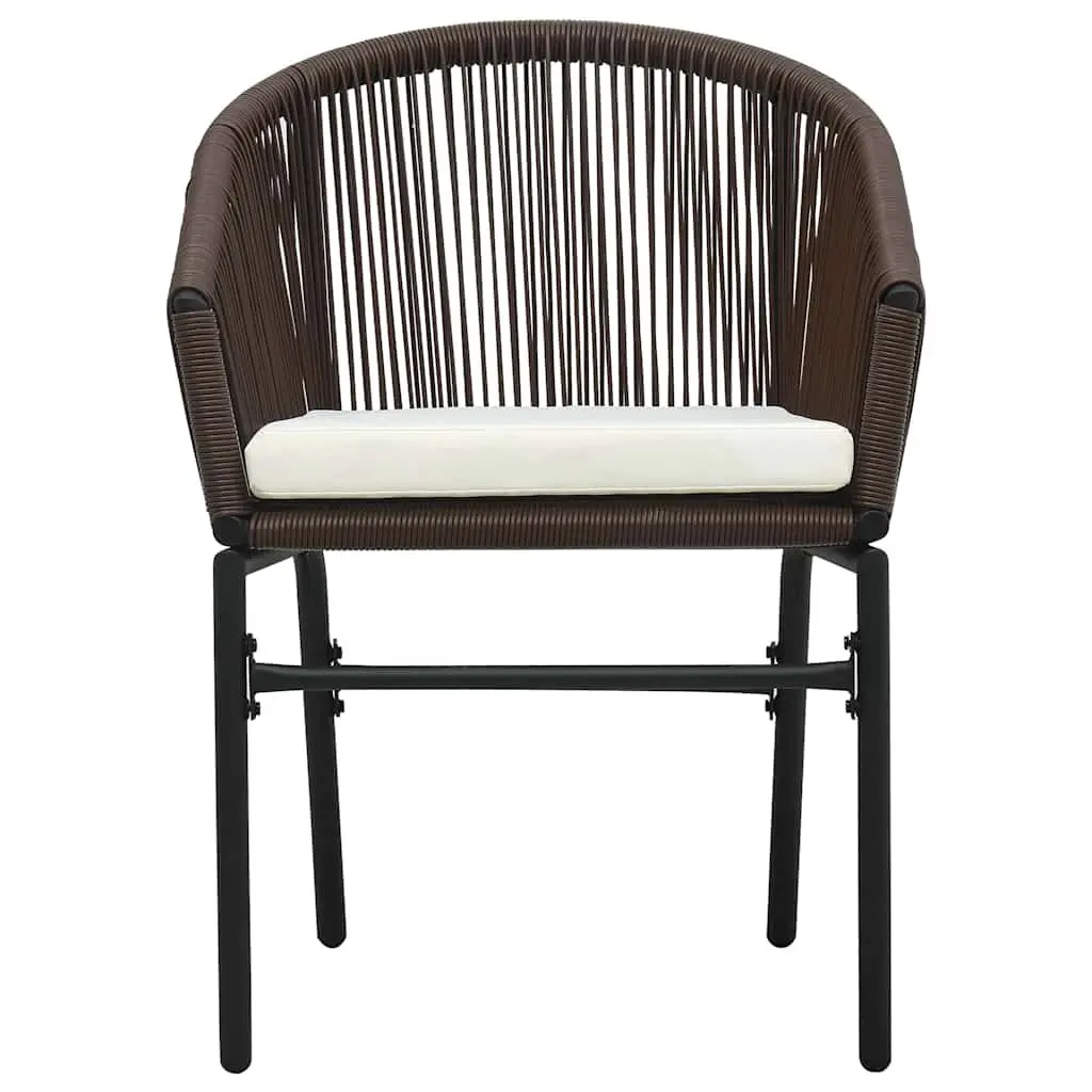 Outdoor Chairs 2 Piece Set Brown Rattan Garden Seating with Cushions Patio