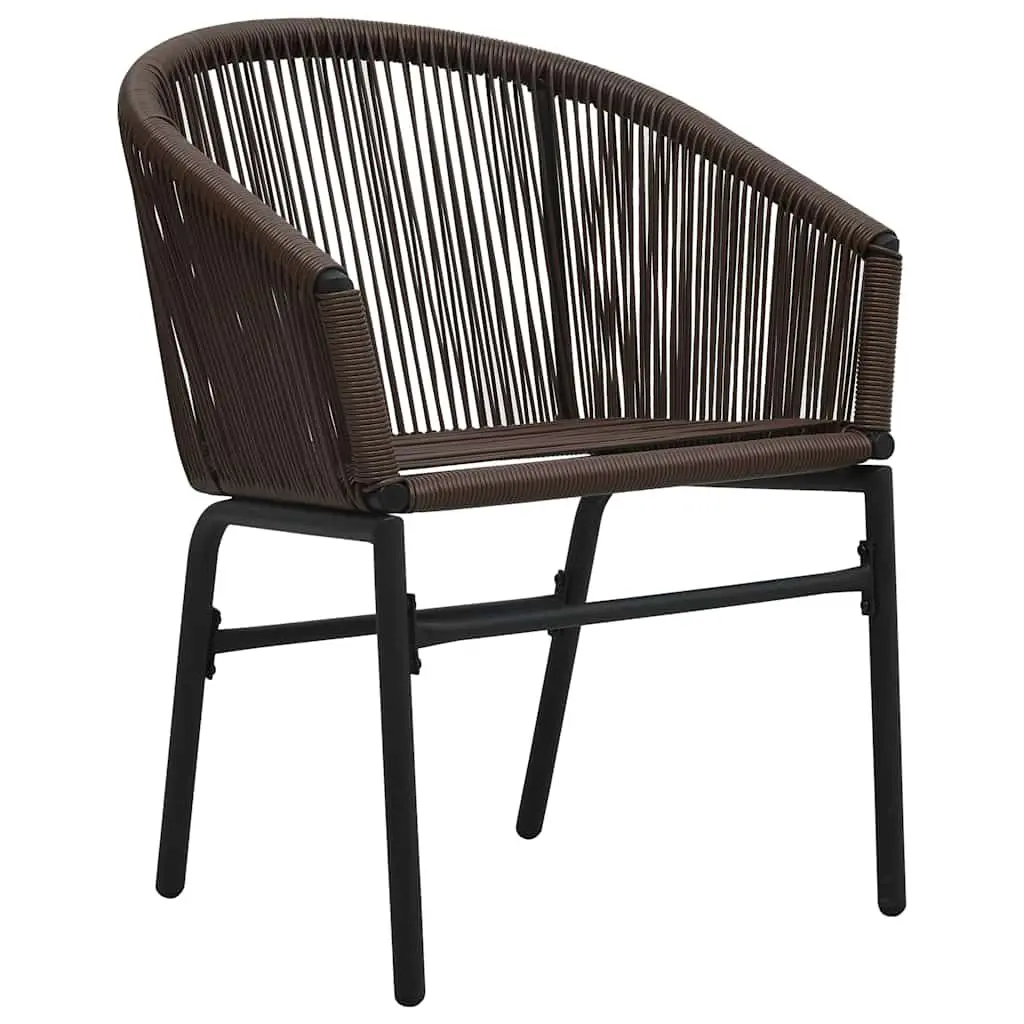 Outdoor Chairs 2 Piece Set Brown Rattan Garden Seating with Cushions Patio