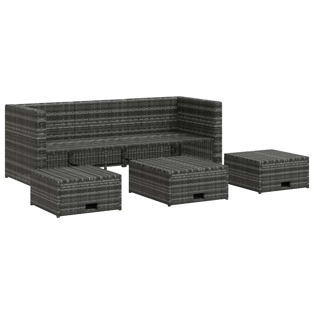 Garden Lounge Set 4 Piece Outdoor Furniture Weather-resistant PE Rattan Grey Sofa Table Cushions