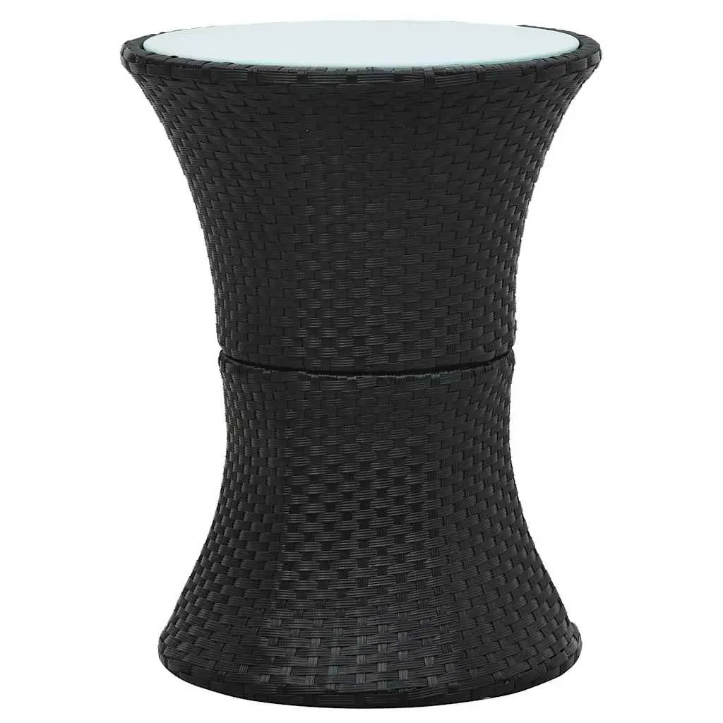 Drum Shape Garden Side Table Outdoor Rattan Black Easy Assembly