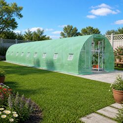 Greenhouse 45 m² 15x3x2 m Garden Plant House Outdoor Ventilation Windows Door