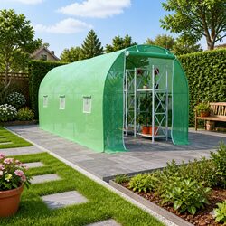 Greenhouse 9 m² 4.5x2x2 m Garden Plant House Ventilation Windows Door Green