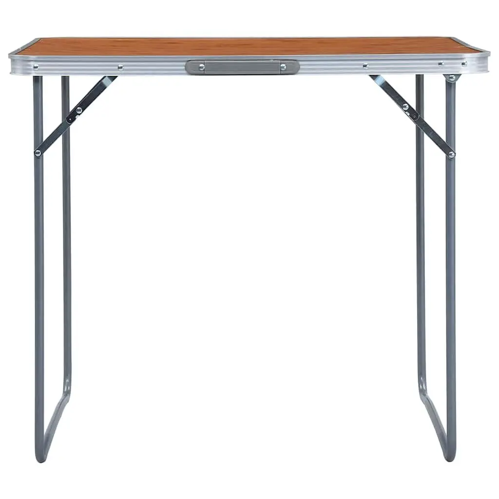 Foldable Camping Table Lightweight Metal Frame Portable Outdoor Picnic Garden Furniture Brown 80 x 60 cm