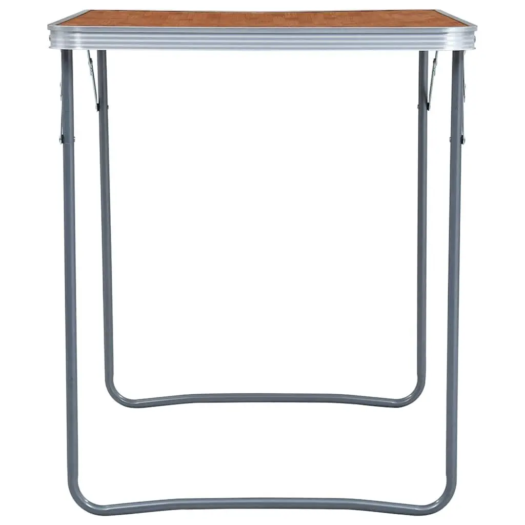 Foldable Camping Table Lightweight Metal Frame Portable Outdoor Picnic Garden Furniture Brown 80 x 60 cm