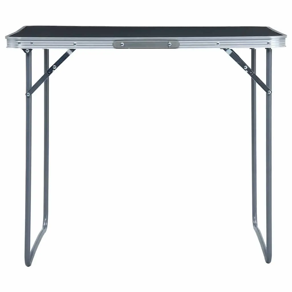Foldable Camping Table with Metal Frame 80x60cm Grey Portable Outdoor Picnic