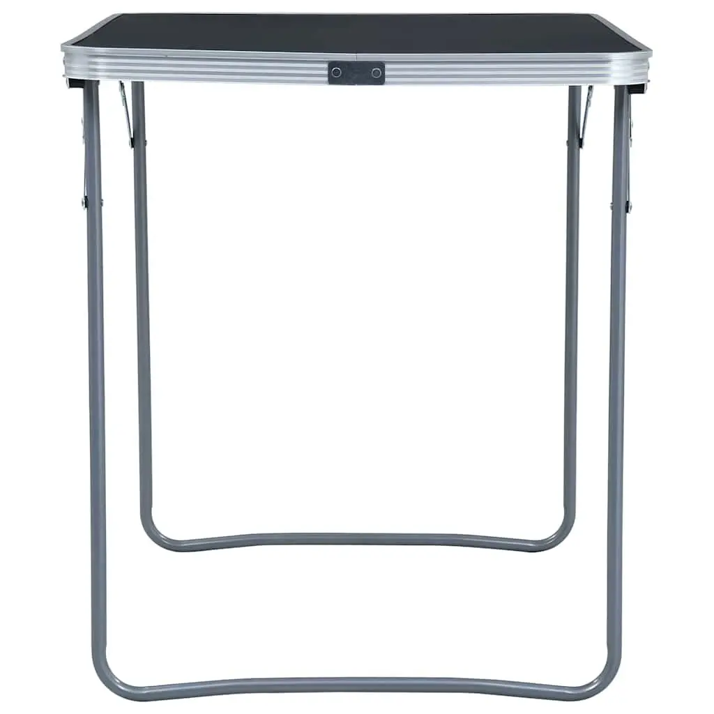 Foldable Camping Table with Metal Frame 80x60cm Grey Portable Outdoor Picnic