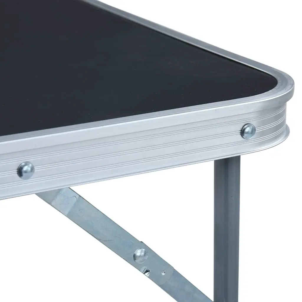 Foldable Camping Table with Metal Frame 80x60cm Grey Portable Outdoor Picnic