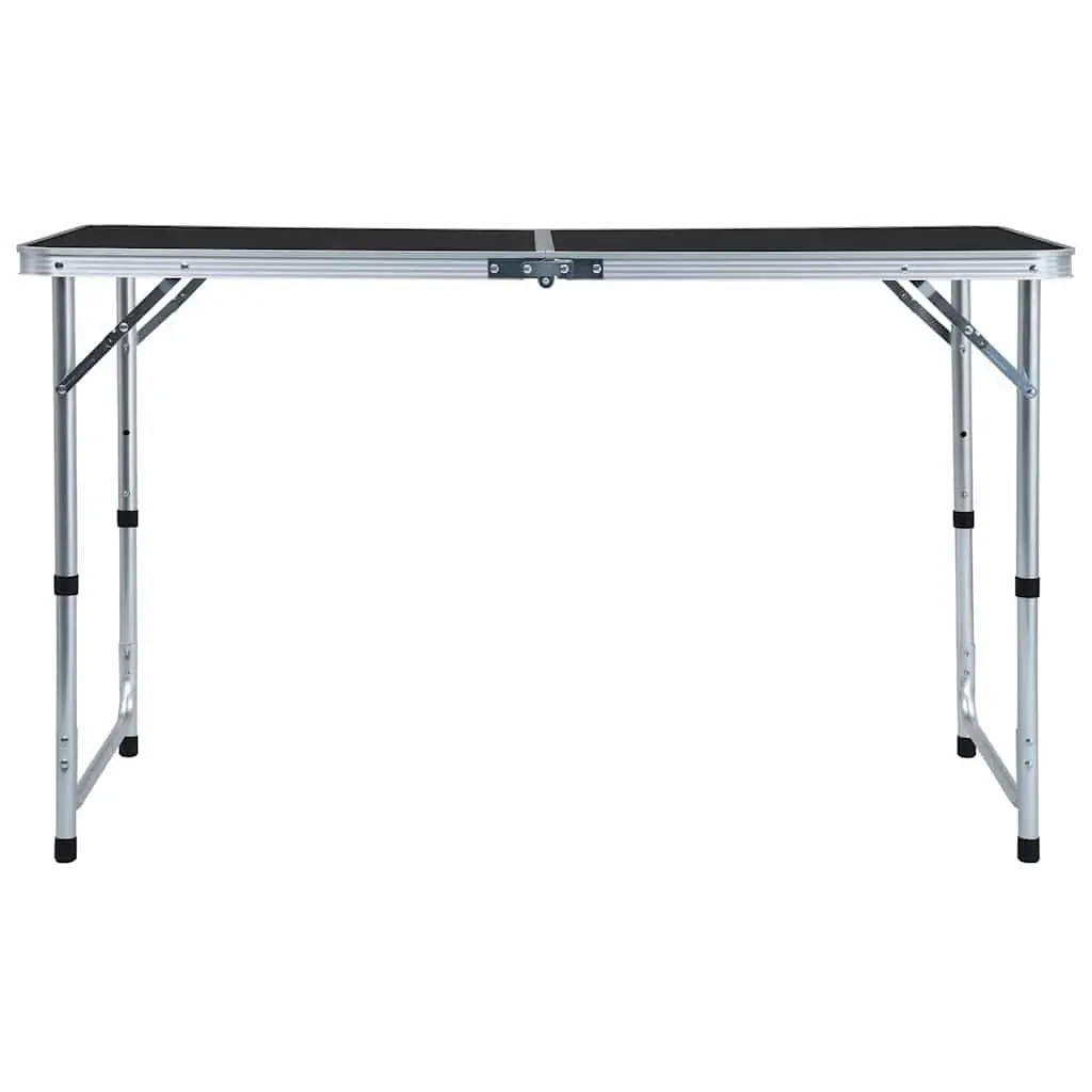 Foldable Camping Table Grey Adjustable Height Portable Outdoor Picnic Garden