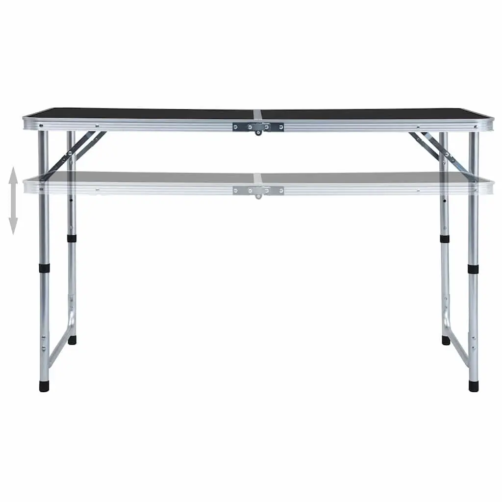 Foldable Camping Table Grey Adjustable Height Portable Outdoor Picnic Garden