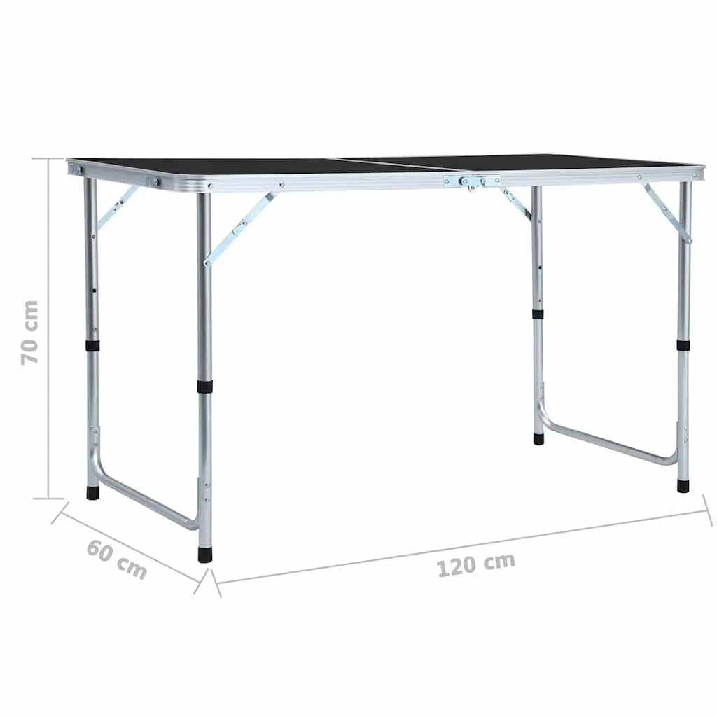 Foldable Camping Table Grey Adjustable Height Portable Outdoor Picnic Garden