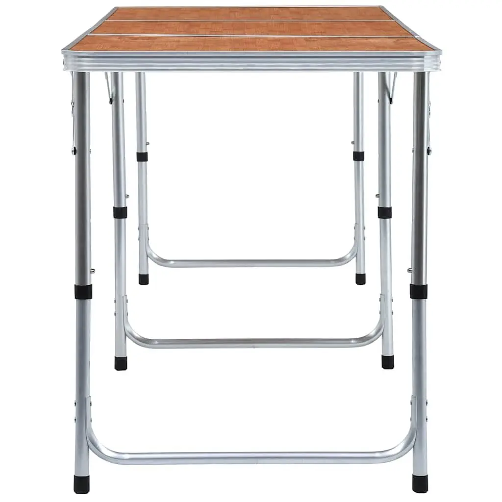 Foldable Camping Table Adjustable Height 180x60cm Brown Outdoor Picnic Portable