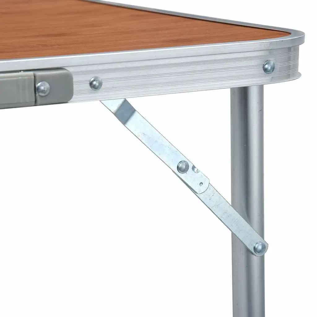 Foldable Camping Table Adjustable Height 180x60cm Brown Outdoor Picnic Portable