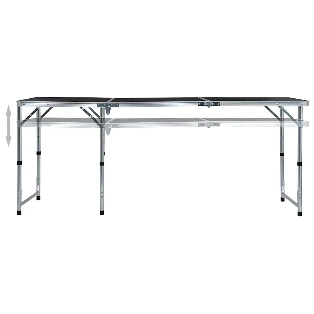 Foldable Camping Table Grey Adjustable Height Portable Picnic Garden Outdoor