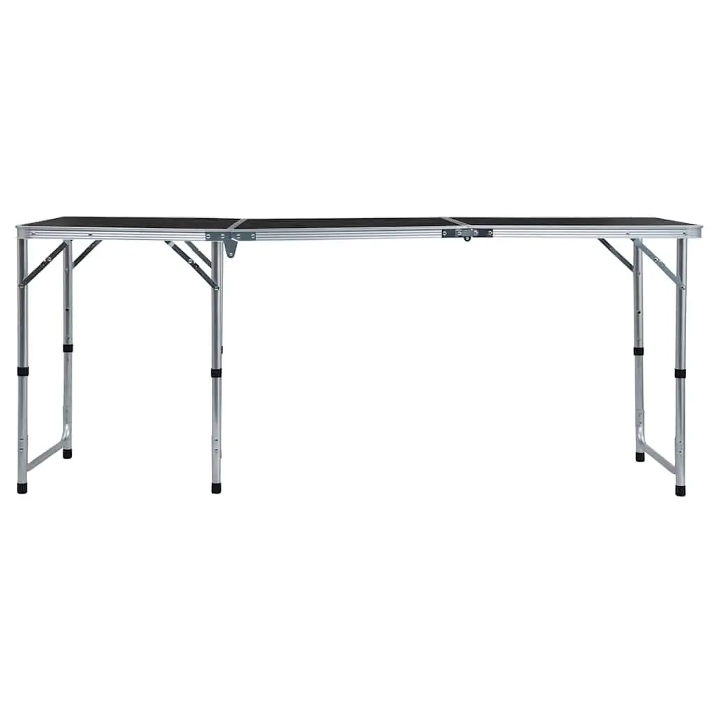 Foldable Camping Table Grey Adjustable Height Portable Picnic Garden Outdoor