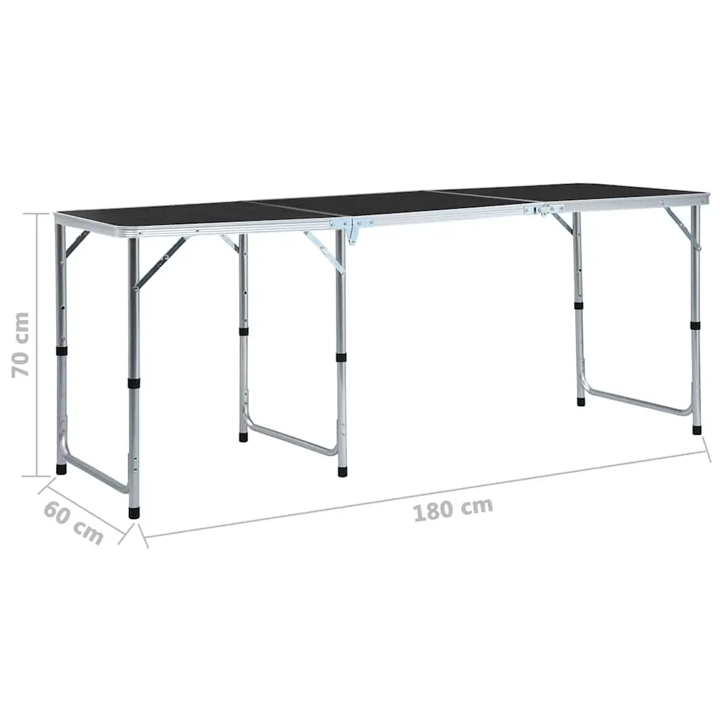 Foldable Camping Table Grey Adjustable Height Portable Picnic Garden Outdoor