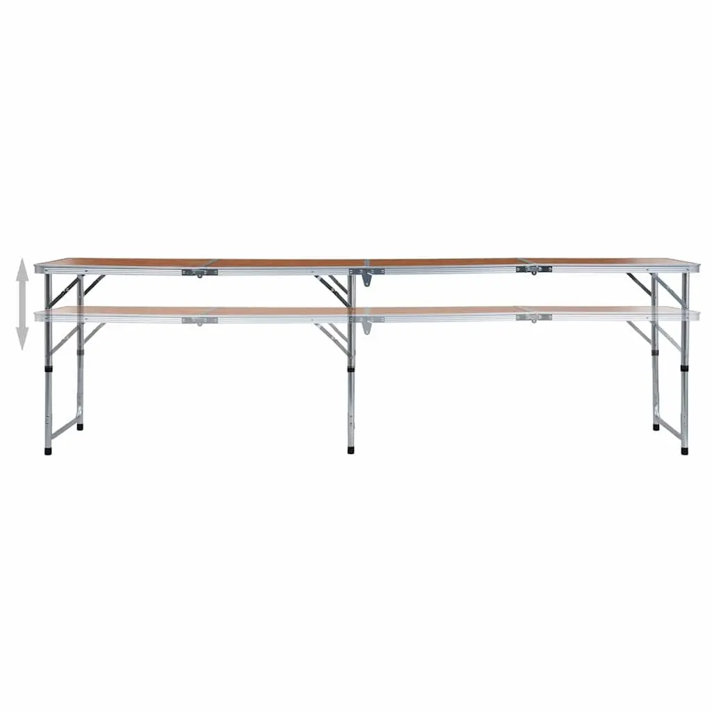 Foldable Camping Table Adjustable Height 240x60 cm Portable Picnic Outdoor