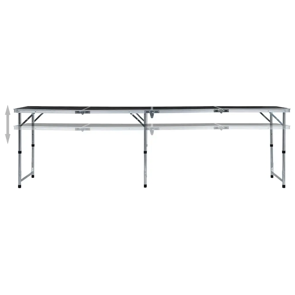 Foldable Camping Table Grey Adjustable Height Outdoor Picnic Garden Portable