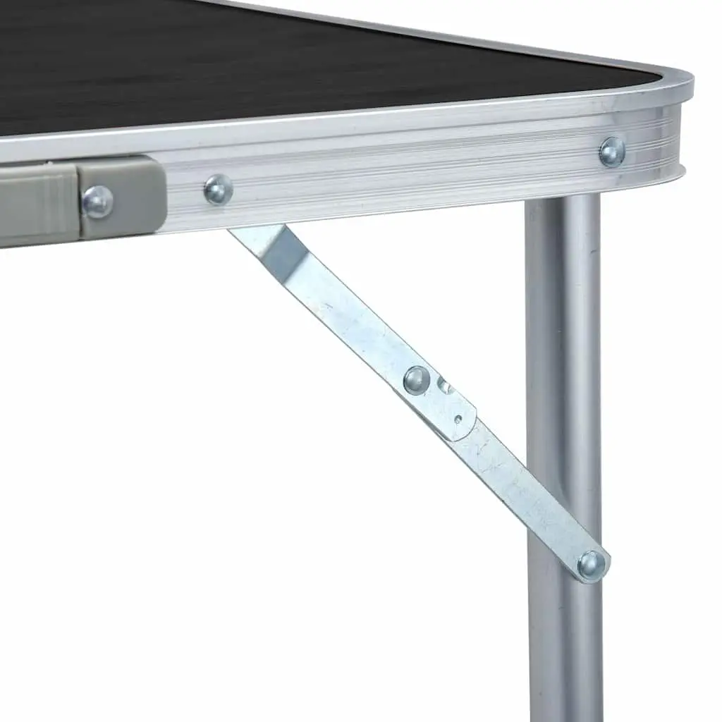 Foldable Camping Table Grey Adjustable Height Outdoor Picnic Garden Portable