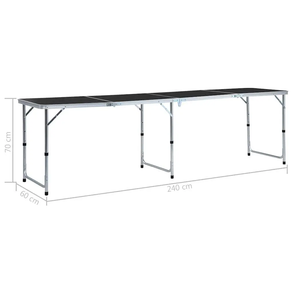 Foldable Camping Table Grey Adjustable Height Outdoor Picnic Garden Portable