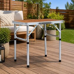 Folding Camping Table Brown Outdoor Picnic BBQ Portable Lightweight Aluminum