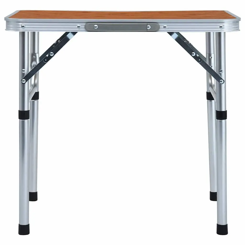 Folding Camping Table Lightweight Aluminium Brown 60 x 45 cm