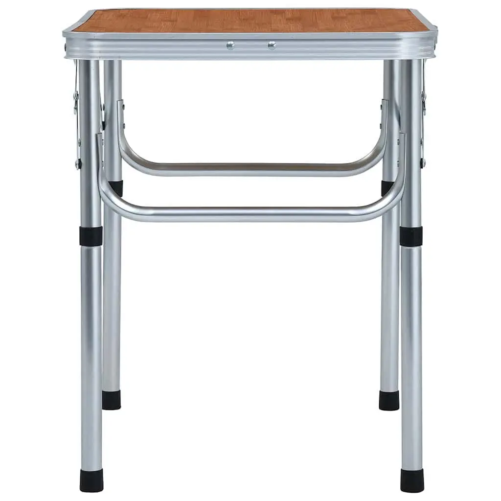 Folding Camping Table Lightweight Aluminium Brown 60 x 45 cm