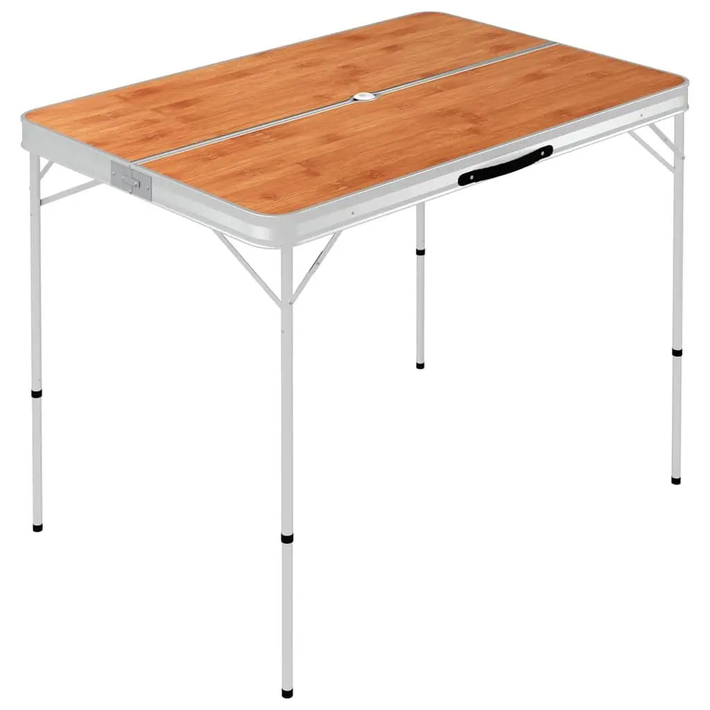 Folding Camping Table Set with 2 Benches Compact Suitcase Design Outdoor Picnic