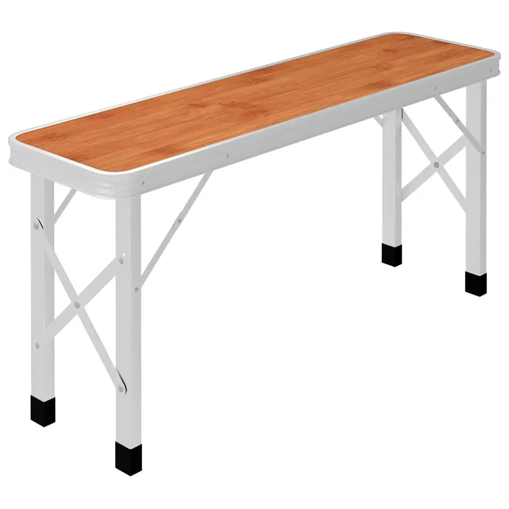 Folding Camping Table Set with 2 Benches Compact Suitcase Design Outdoor Picnic