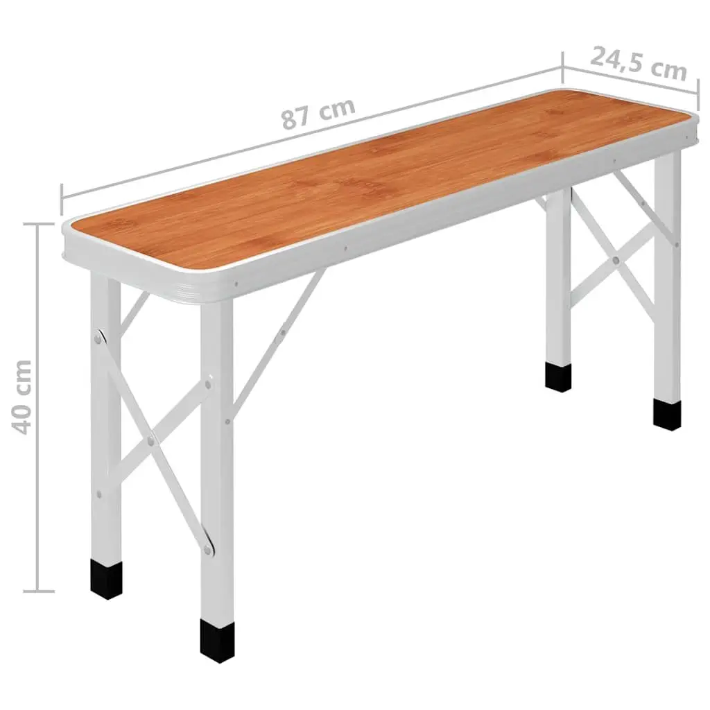 Folding Camping Table Set with 2 Benches Compact Suitcase Design Outdoor Picnic