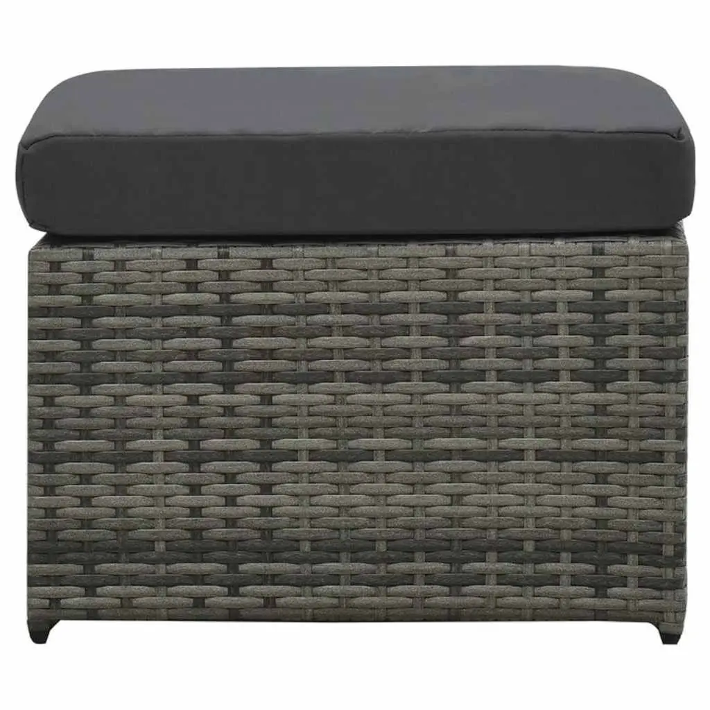 Garden Lounge Set 4 Piece Poly Rattan Sofa Coffee Table Stools Cushions Anthracite