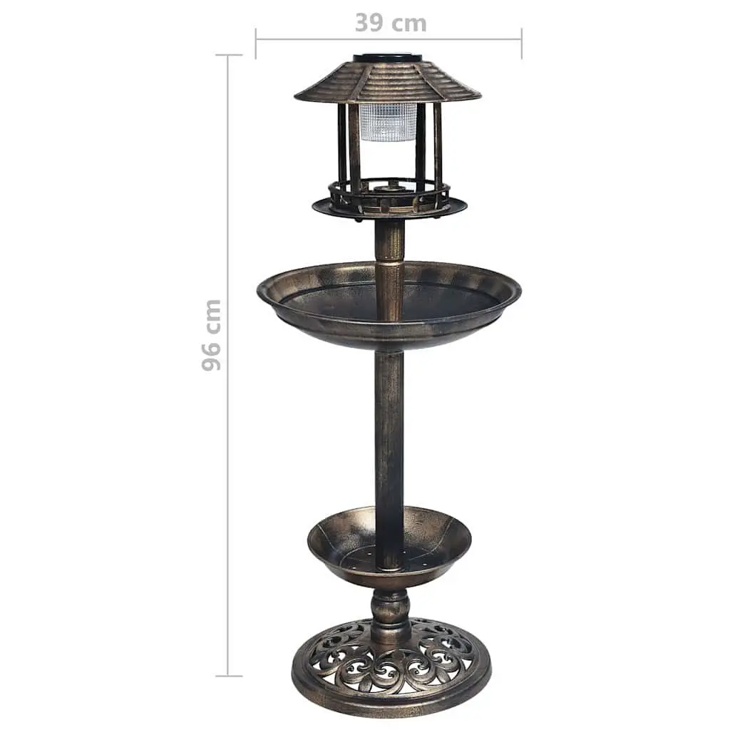 Decorative Pedestal Bird Bath Solar Powered LED Lights Outdoor Garden Yard