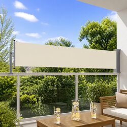 Patio Retractable Side Awning 60x300 cm Cream Privacy Screen Outdoor Sunshade