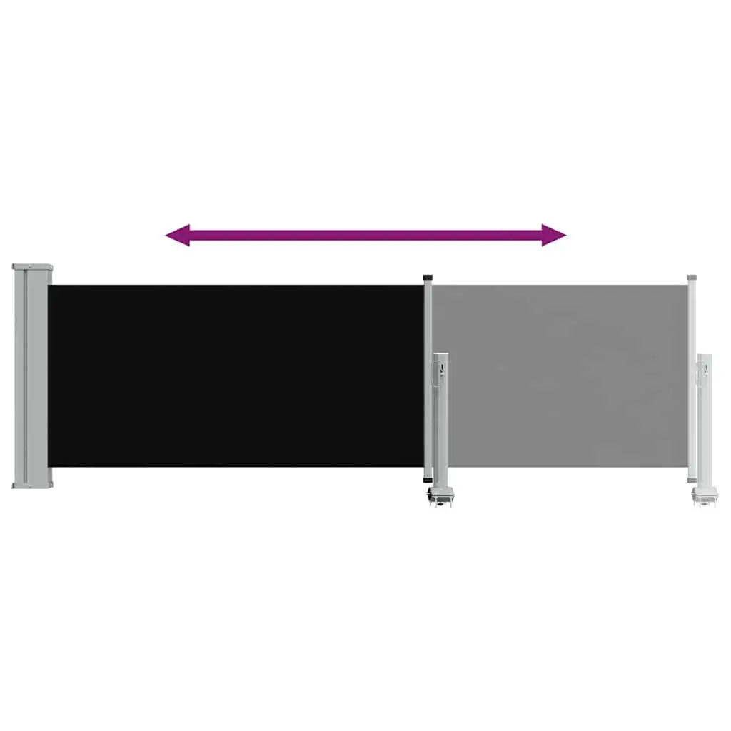 Retractable Side Awning Outdoor Privacy Screen 80x300cm Black