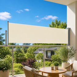 Patio Retractable Side Awning 80x300 cm Cream Outdoor Privacy Screen Shade