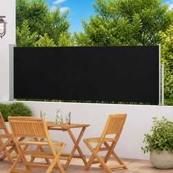 Patio Side Awning Retractable Screen 100x500 cm Black Outdoor Shade Privacy