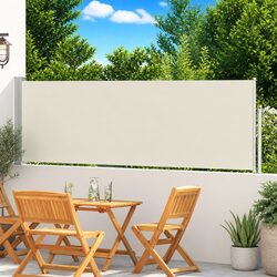 Retractable Side Awning Patio Screen Cream 100x500cm Garden Balcony Sunshade