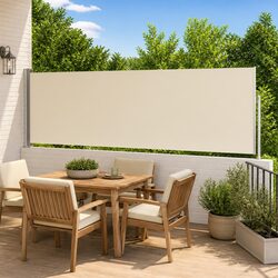 Patio Side Awning Retractable 120x500cm Outdoor Sunshade Screen Cream Privacy