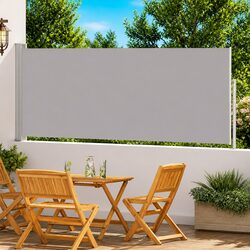 Patio Retractable Side Awning 120x500cm Grey Outdoor Privacy Screen Balcony