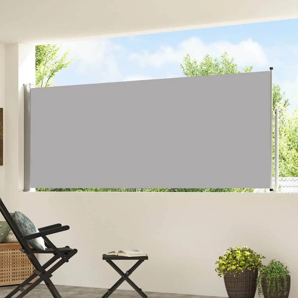 Retractable Side Awning Privacy Screen 117x514cm Grey Polyester
