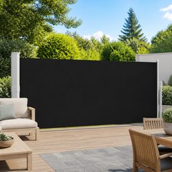 Patio Retractable Side Awning 140x500 cm Black Outdoor Privacy Screen Shade