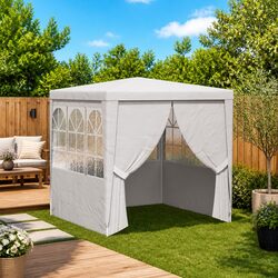 Party Tent 2x2m Outdoor Canopy Marquee Gazebo with Side Walls Door Windows White