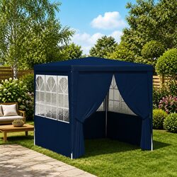 Party Tent 2.5x2.5m Outdoor Gazebo Canopy Side Walls Panels Door Blue Garden