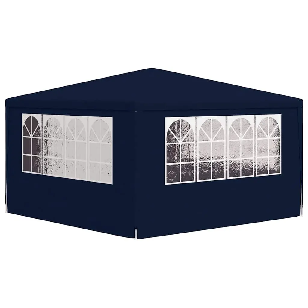 Party Tent 4x4m with Side Walls Decorative Windows Zippered Door Outdoor Gazebo Blue