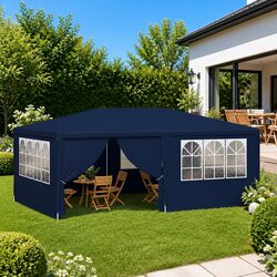 Party Tent 4x6m with Side Walls Outdoor Canopy Gazebo Garden Marquee Blue