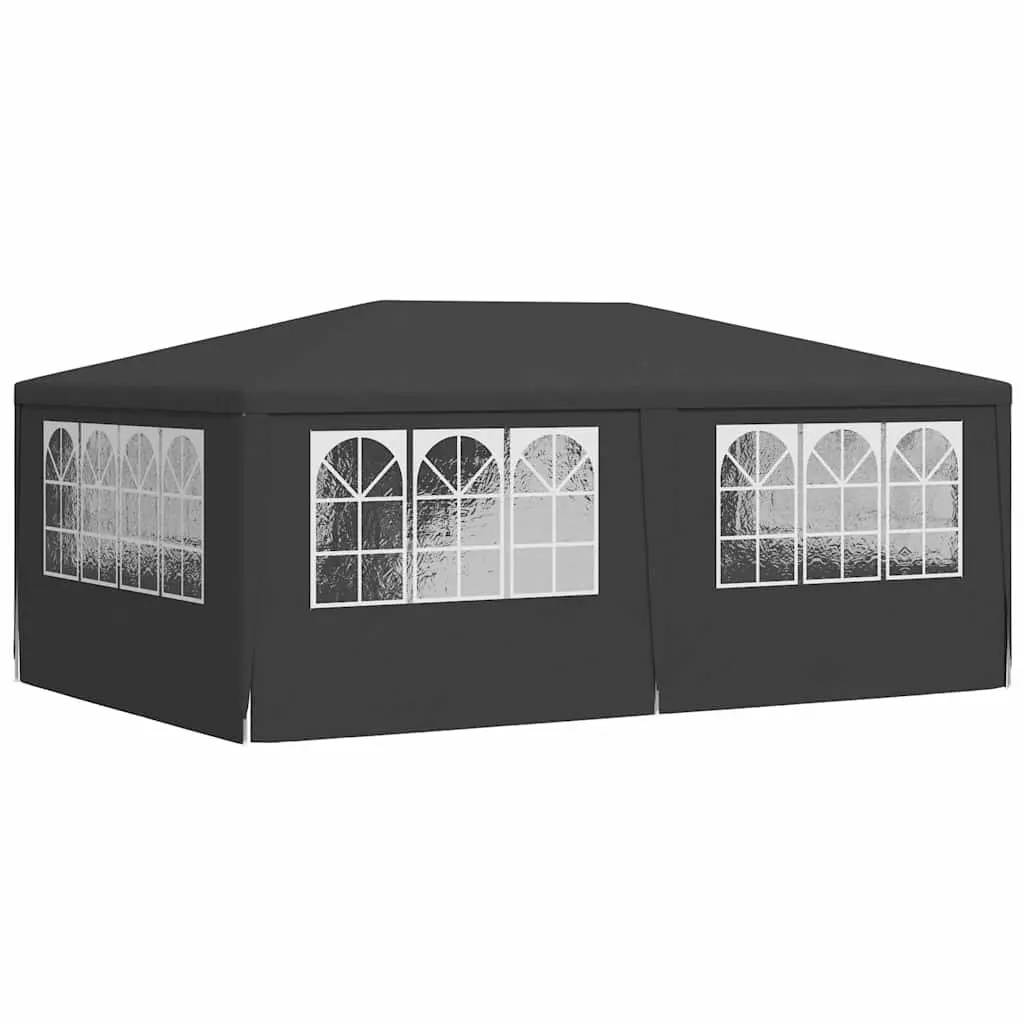 Party Tent Outdoor Marquee 4x6 m Anthracite with Side Walls Windows and Door