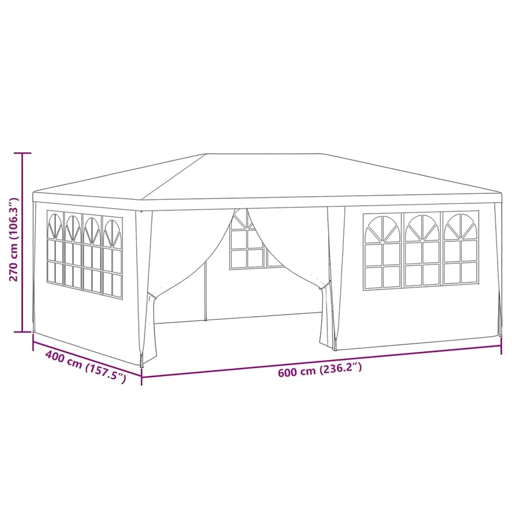 Party Tent Outdoor Marquee 4x6 m Anthracite with Side Walls Windows and Door