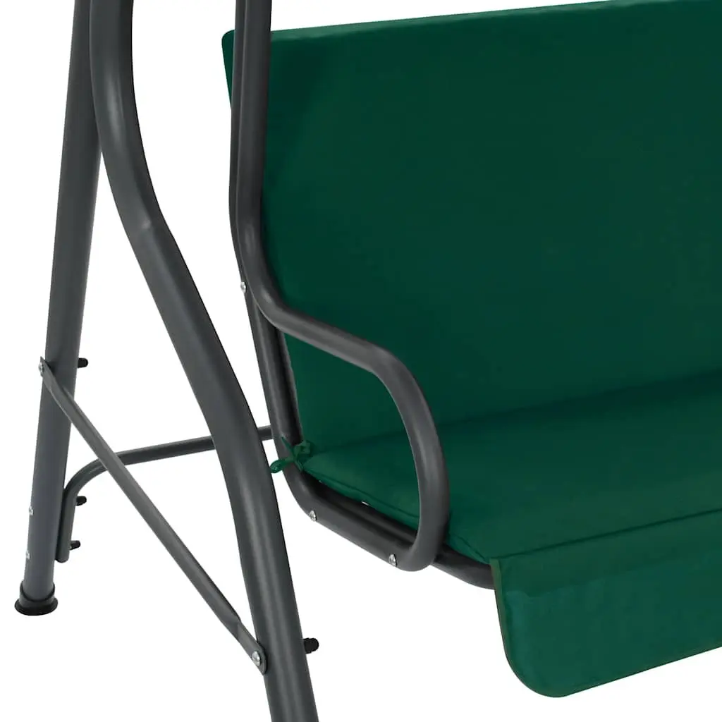 Garden Swing Bench with Canopy Powder-Coated Steel Frame Water-Resistant Polyester Fabric Green