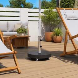 Round Parasol Base Granite 30kg Outdoor Umbrella Stand Heavy Duty Stable Black
