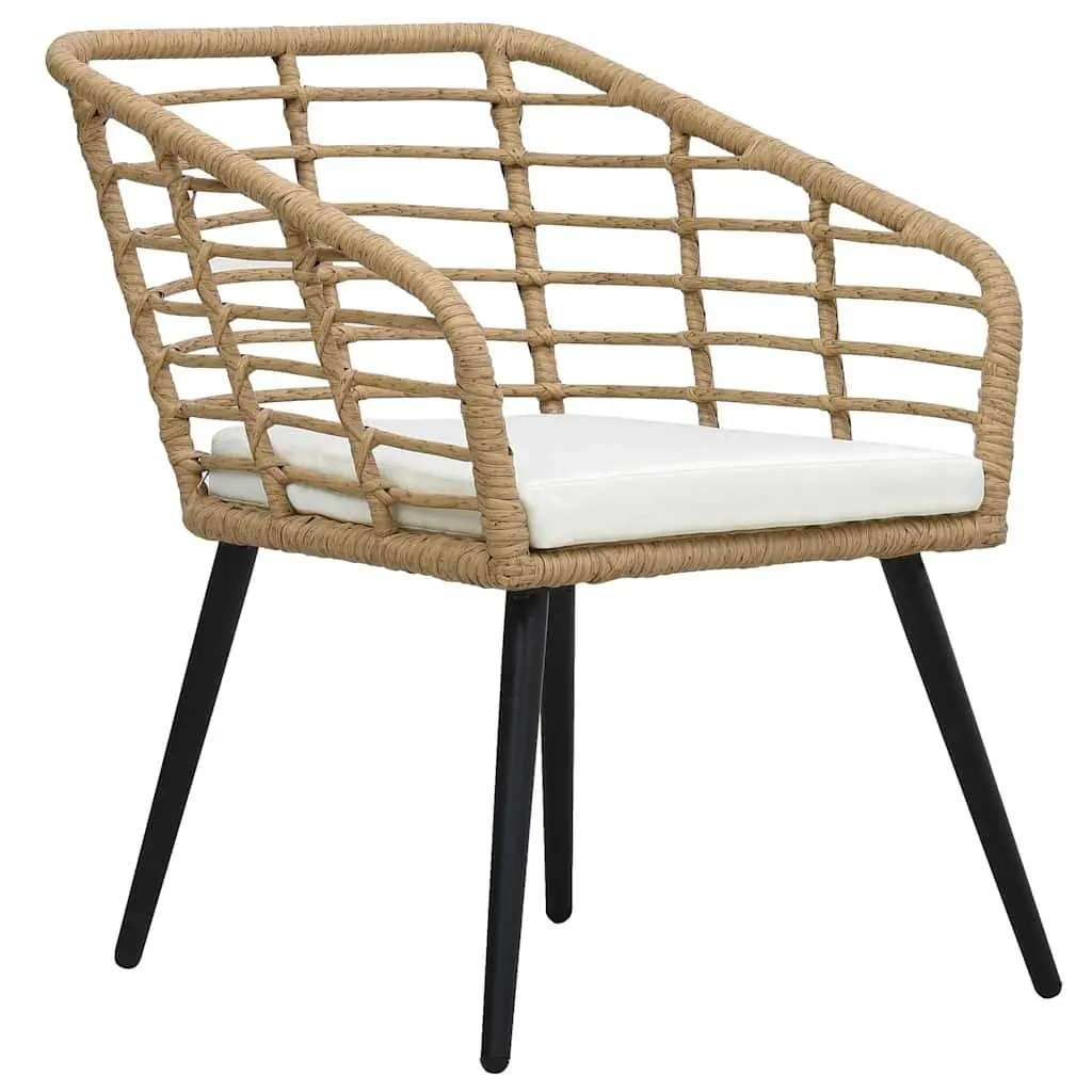 Outdoor Chairs 2 pcs Poly Rattan Brown Patio Seating with Cushions Garden Bistro