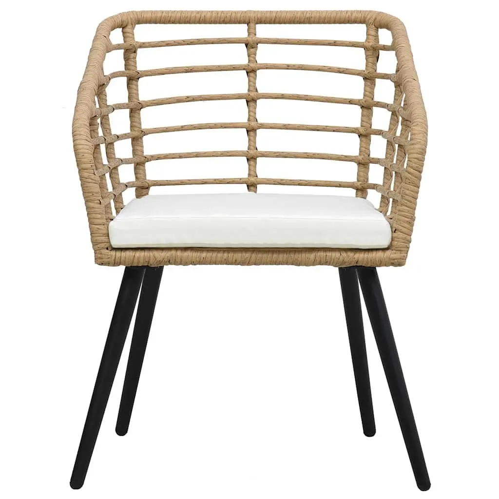 Outdoor Chairs 2 pcs Poly Rattan Brown Patio Seating with Cushions Garden Bistro